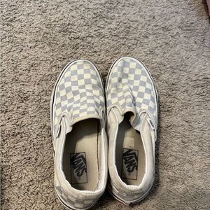 Vans Checkerboard Slip-On Shoes - Gray and White